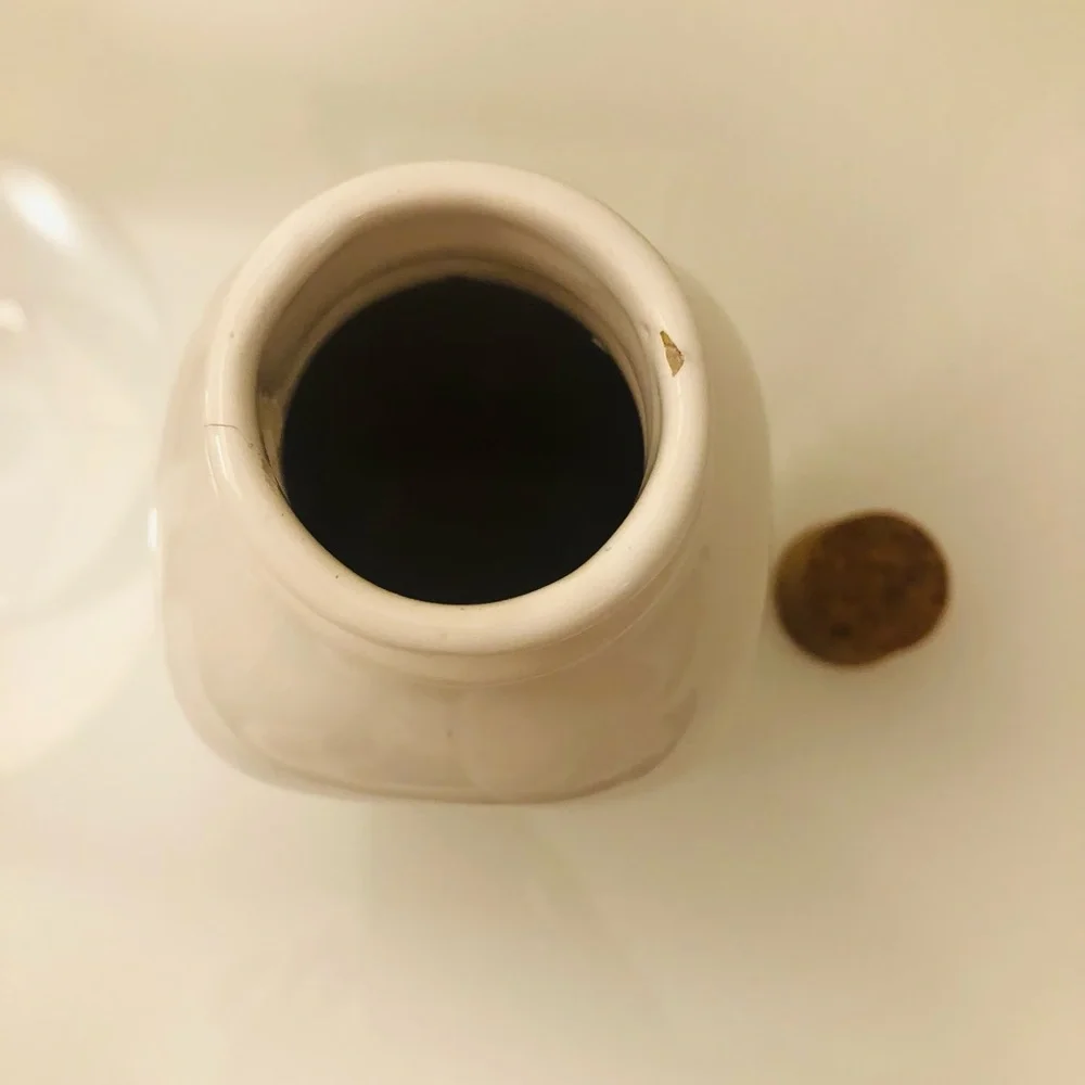 Eataly white glazed ceramic oil, vinegar storage bottle